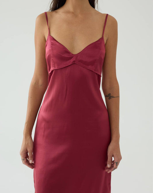 Bordeaux silk midi dress