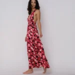 Open-back maxi floral sundress