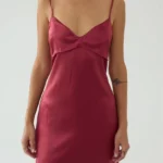 Bordeaux silk midi dress