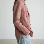 Double-breasted checked wool jacket