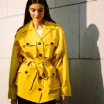 Oversized stretch wool belted jacket