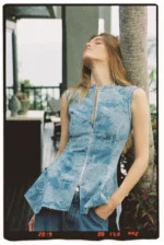 Jacquard denim top - Image 6