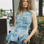Jacquard denim top